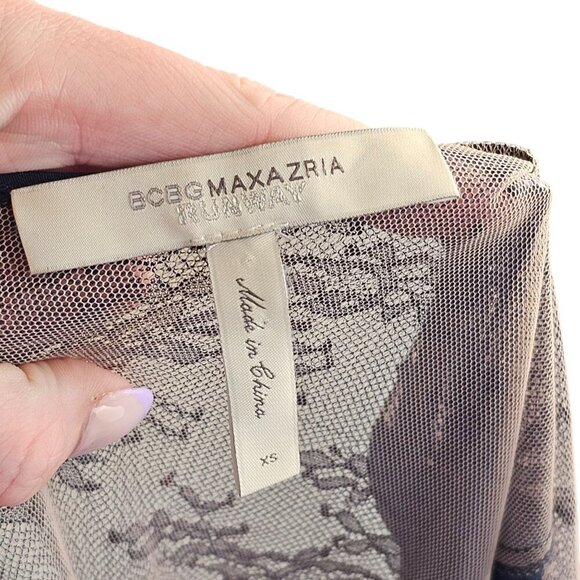 BCBGMAXAZRIA Navy Blue Silk Dress w/ Lace Detailing - Picture 7 of 9